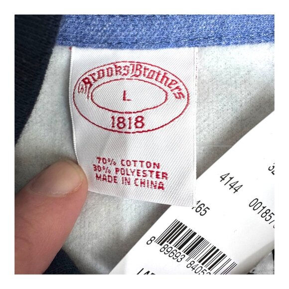 Brooks Brothers Mens Blue Quarter-Zip Pullover Sweater Sweatshirt Size L NEW - Picture 3 of 4